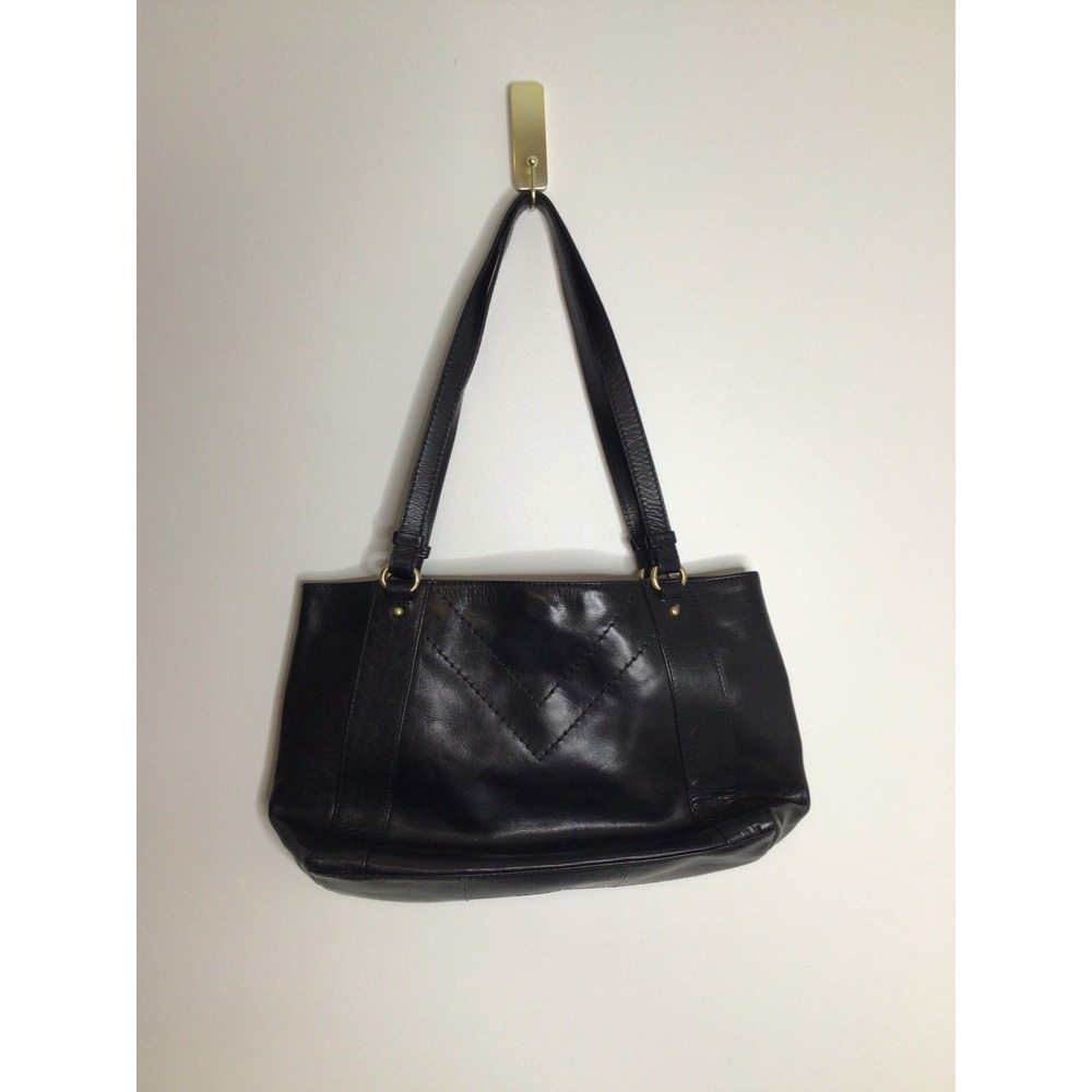 Born Shoulder Bag Womens Medium Black Excellent Leather Chevron Handbag